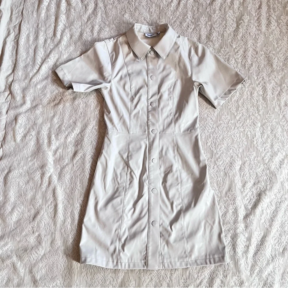 ASOS Weekday vegan leather Savannah shirt dress - Picture 2 of 10